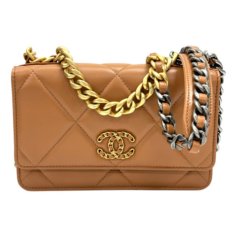 棕色 菱格紋 羊皮 19 WOC 兩用包【CHANEL 香奈兒】 AP0957