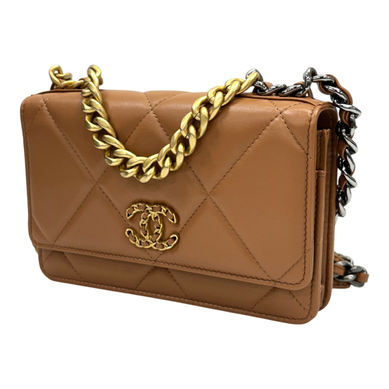 棕色 菱格紋 羊皮 19 WOC 兩用包【CHANEL 香奈兒】 AP0957-1