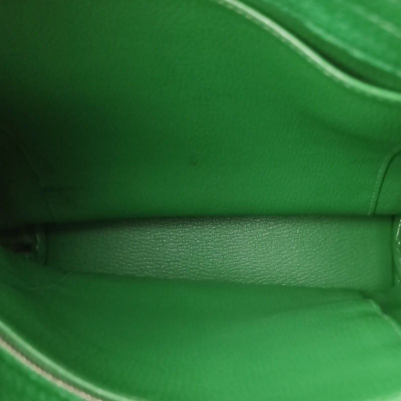 HERMES SoKelly26竹子綠Togo皮X刻銀扣肩背包-5