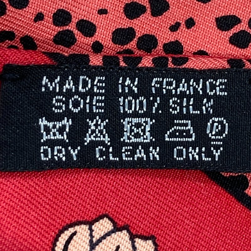 HERMÈS 愛馬仕 CHRISTIANE VAUZELLES LES LEOPARDS TWILLY 絲巾 斜紋真絲 紅色-5