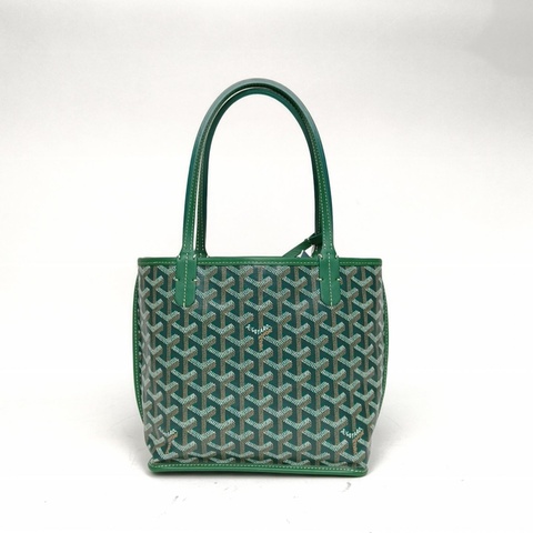 GOYARD Anjou雙面購物袋Mini20綠色PVC銀扣肩背包