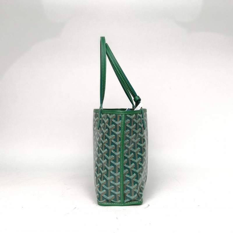 GOYARD Anjou雙面購物袋Mini20綠色PVC銀扣肩背包-1