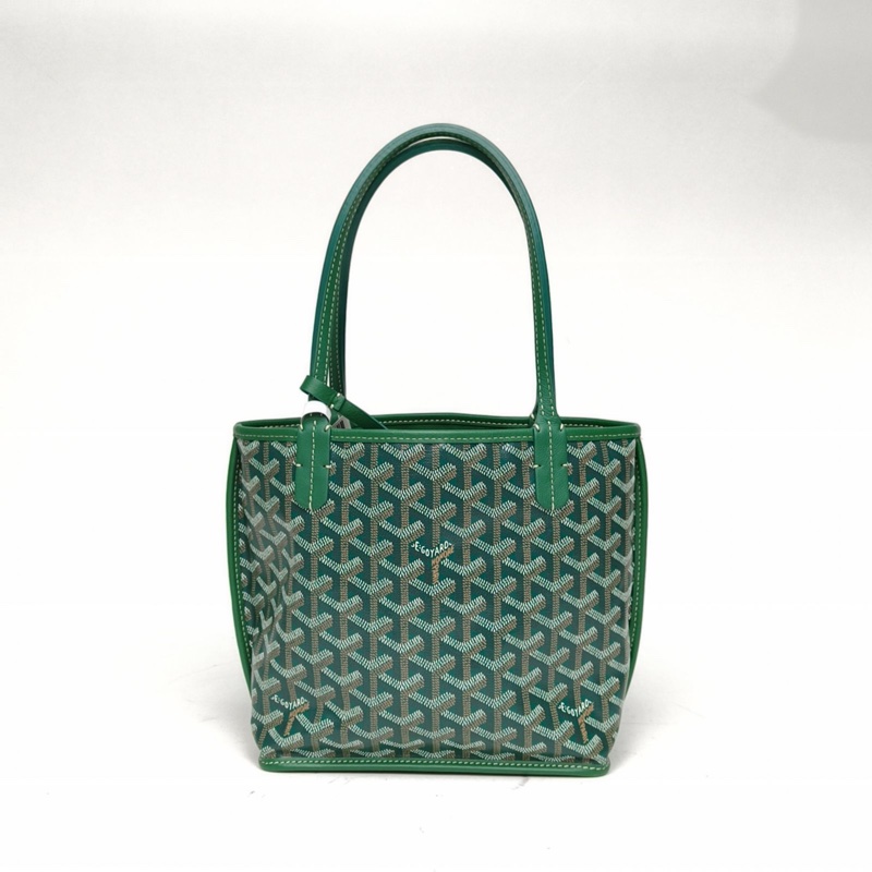 GOYARD Anjou雙面購物袋Mini20綠色PVC銀扣肩背包-2