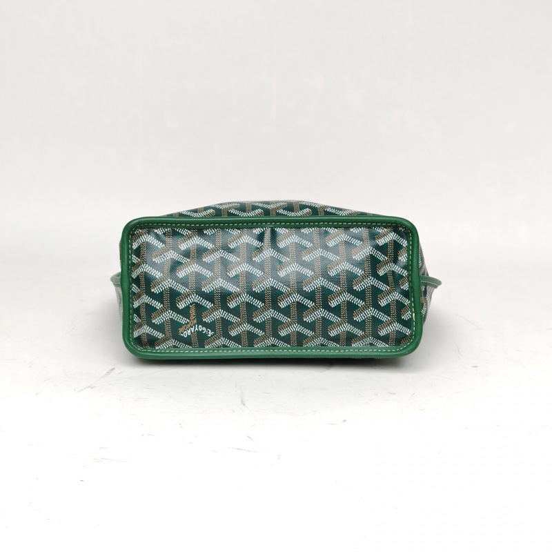 GOYARD Anjou雙面購物袋Mini20綠色PVC銀扣肩背包-3