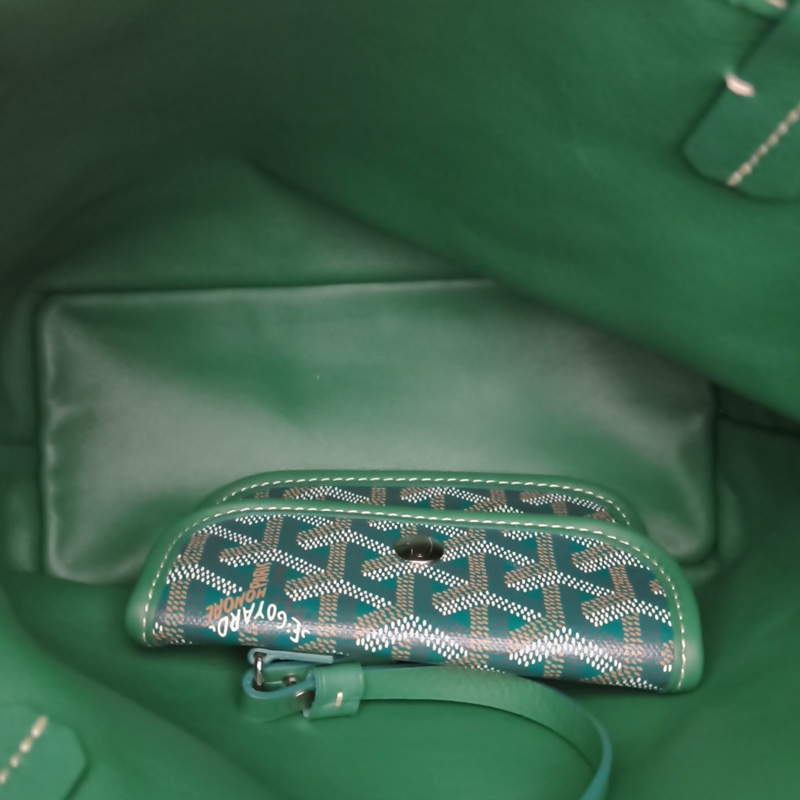 GOYARD Anjou雙面購物袋Mini20綠色PVC銀扣肩背包-4