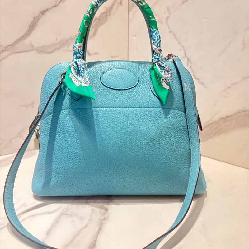 Hermes3P馬卡龍藍銀扣 Bolide 31公分-0