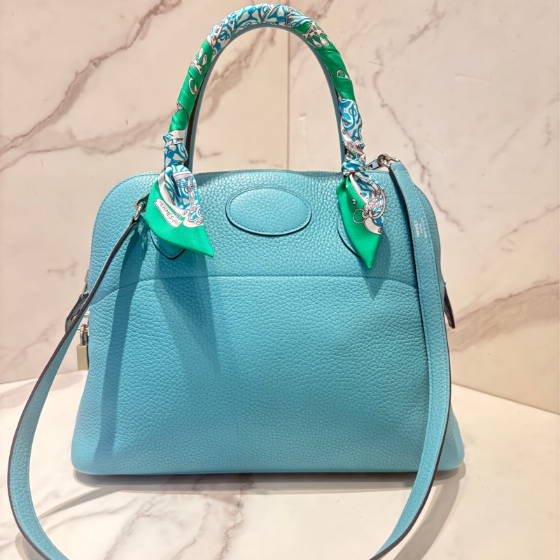 Hermes3P馬卡龍藍銀扣 Bolide 31公分-6