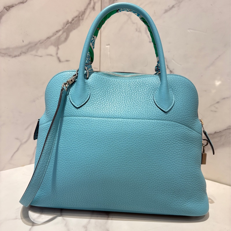 Hermes3P馬卡龍藍銀扣 Bolide 31公分-7