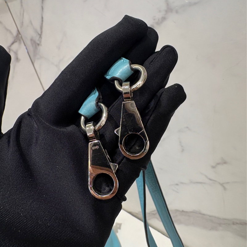 Hermes3P馬卡龍藍銀扣 Bolide 31公分-14