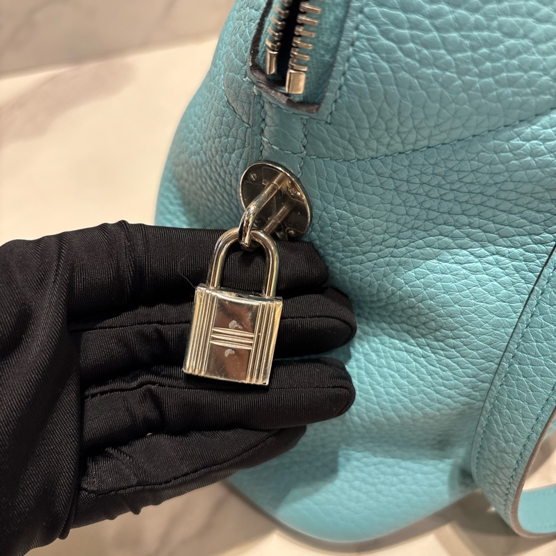 Hermes3P馬卡龍藍銀扣 Bolide 31公分-16