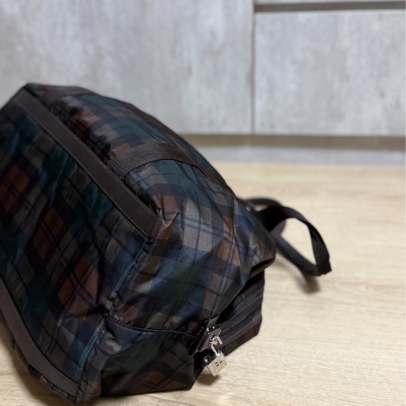 PRADA 咖啡 格紋  尼龍 鎖頭 行李袋 登機包 登機袋 手提包 購物袋 肩背包 側背包-15