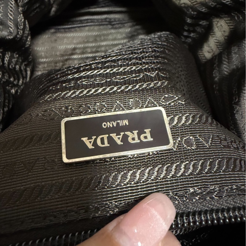 PRADA 咖啡 格紋  尼龍 鎖頭 行李袋 登機包 登機袋 手提包 購物袋 肩背包 側背包-24