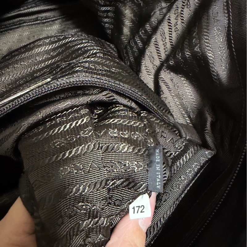 PRADA 咖啡 格紋  尼龍 鎖頭 行李袋 登機包 登機袋 手提包 購物袋 肩背包 側背包-25