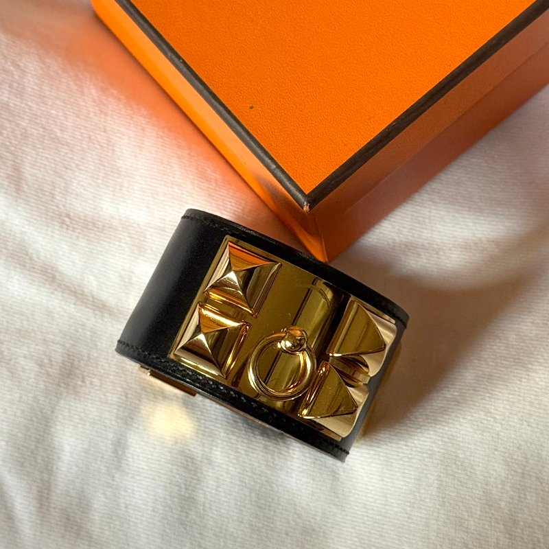 HERMES CDC 寬版卯丁手環（黑/金）-0