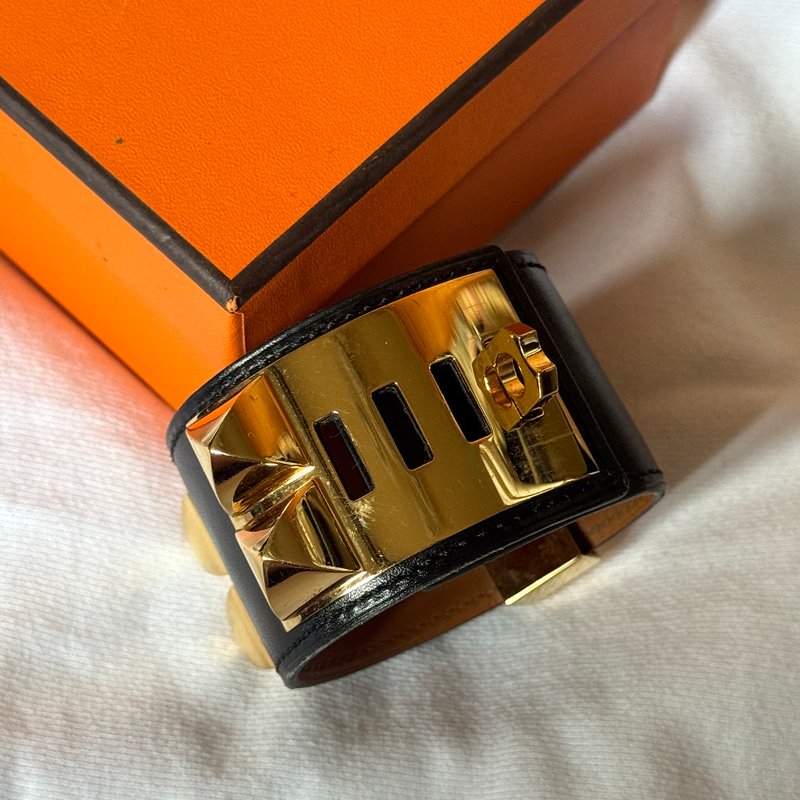 HERMES CDC 寬版卯丁手環（黑/金）-1