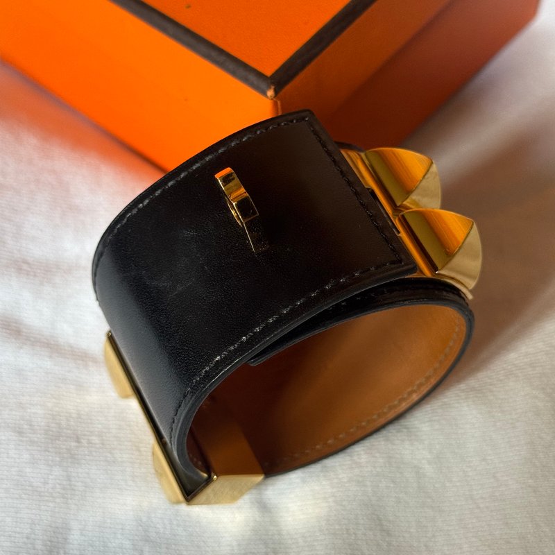 HERMES CDC 寬版卯丁手環（黑/金）-2