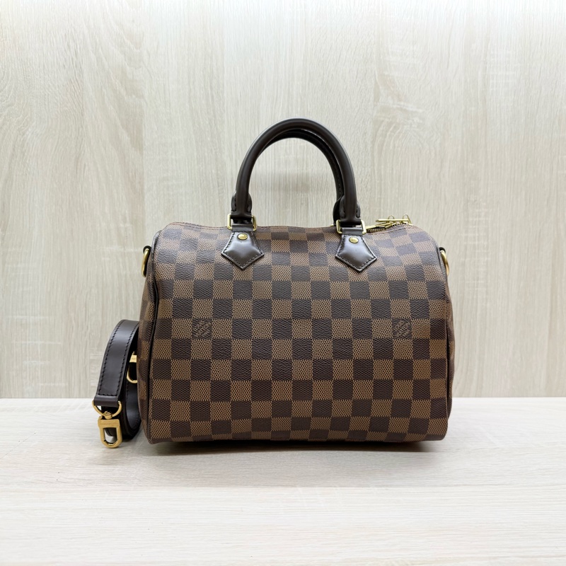 LV棋盤格SPEEDY25背帶款波士頓包N40575-3