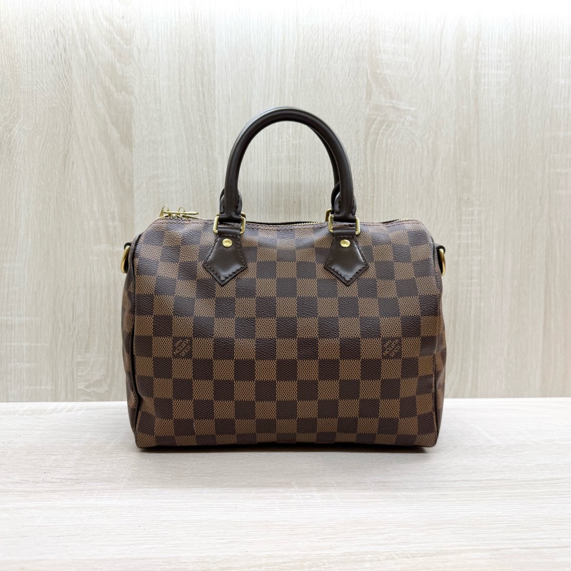 LV棋盤格SPEEDY25背帶款波士頓包N40575-4