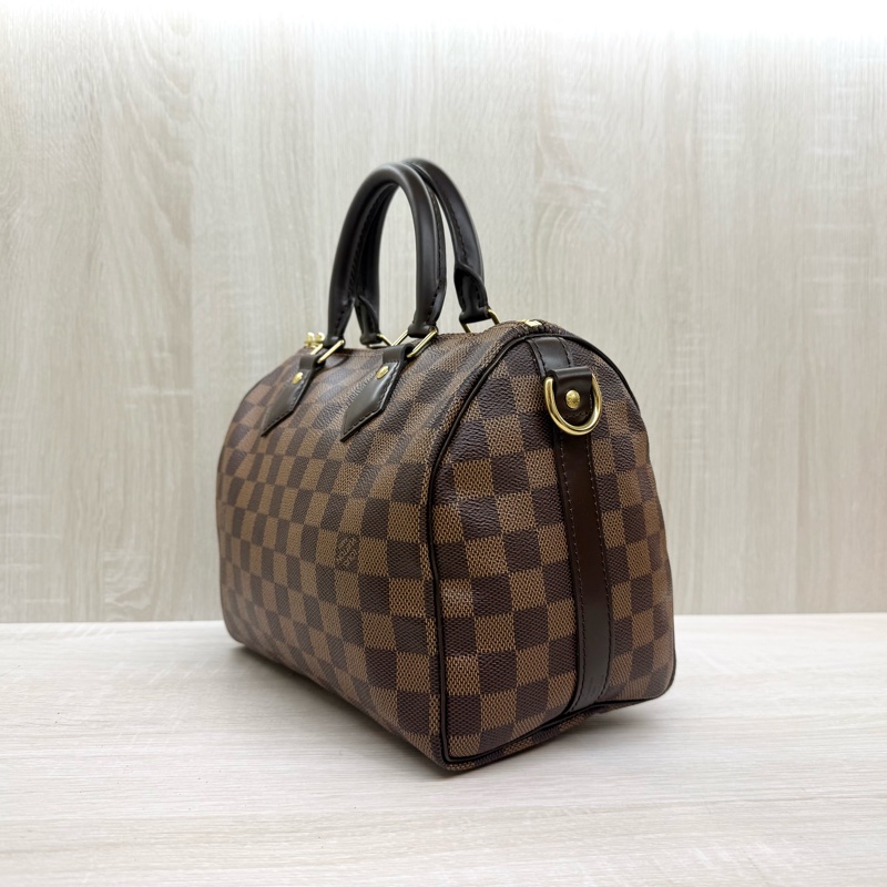 LV棋盤格SPEEDY25背帶款波士頓包N40575-5