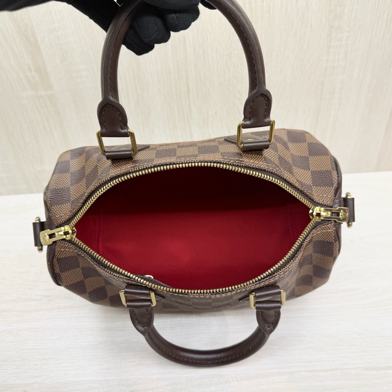 LV棋盤格SPEEDY25背帶款波士頓包N40575-8