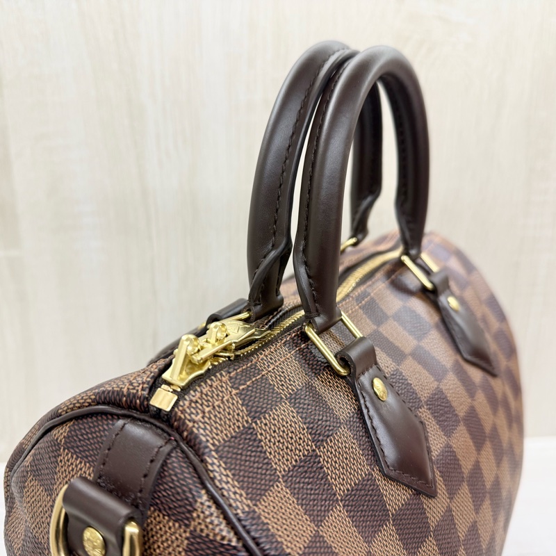 LV棋盤格SPEEDY25背帶款波士頓包N40575-13