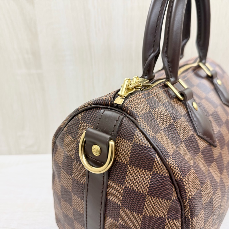 LV棋盤格SPEEDY25背帶款波士頓包N40575-14