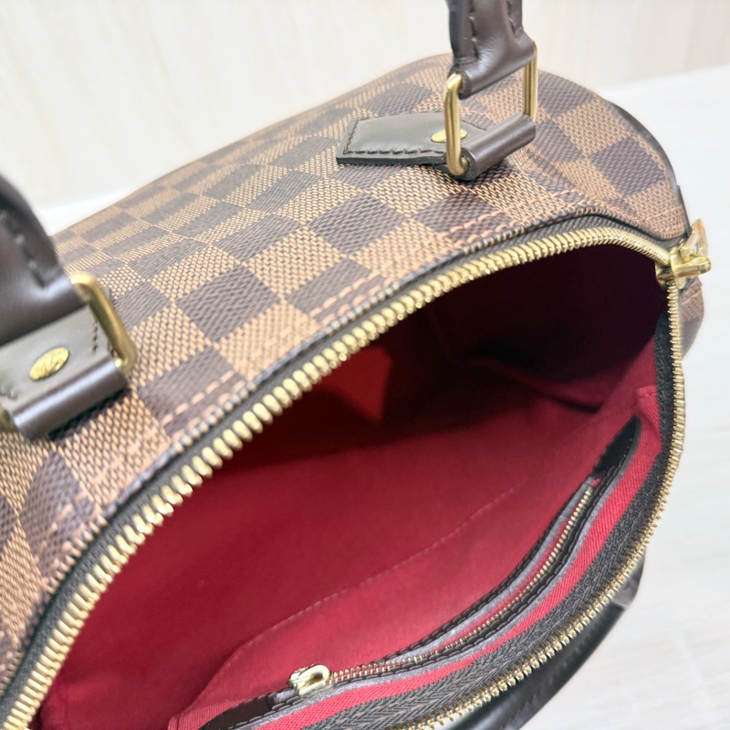 LV棋盤格SPEEDY25背帶款波士頓包N40575-19