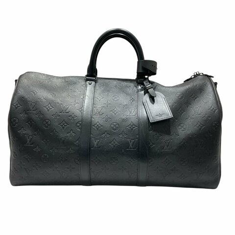 LOUIS VUITTON 路易威登 M44810 KEEPALL BANDAEL 50  旅行袋 老花壓紋皮革 黑色
