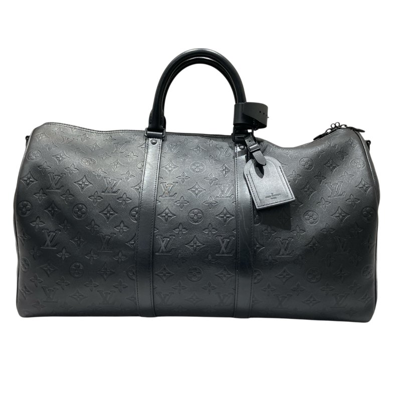 LOUIS VUITTON 路易威登 M44810 KEEPALL BANDAEL 50 旅行袋 老花壓紋皮革 黑色-0