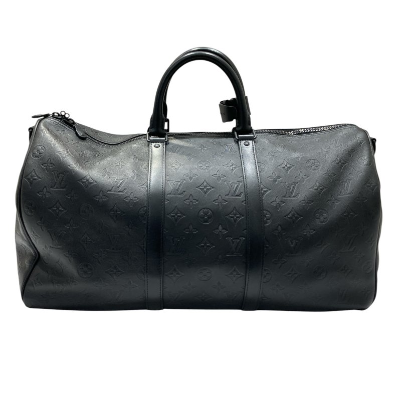 LOUIS VUITTON 路易威登 M44810 KEEPALL BANDAEL 50 旅行袋 老花壓紋皮革 黑色-1