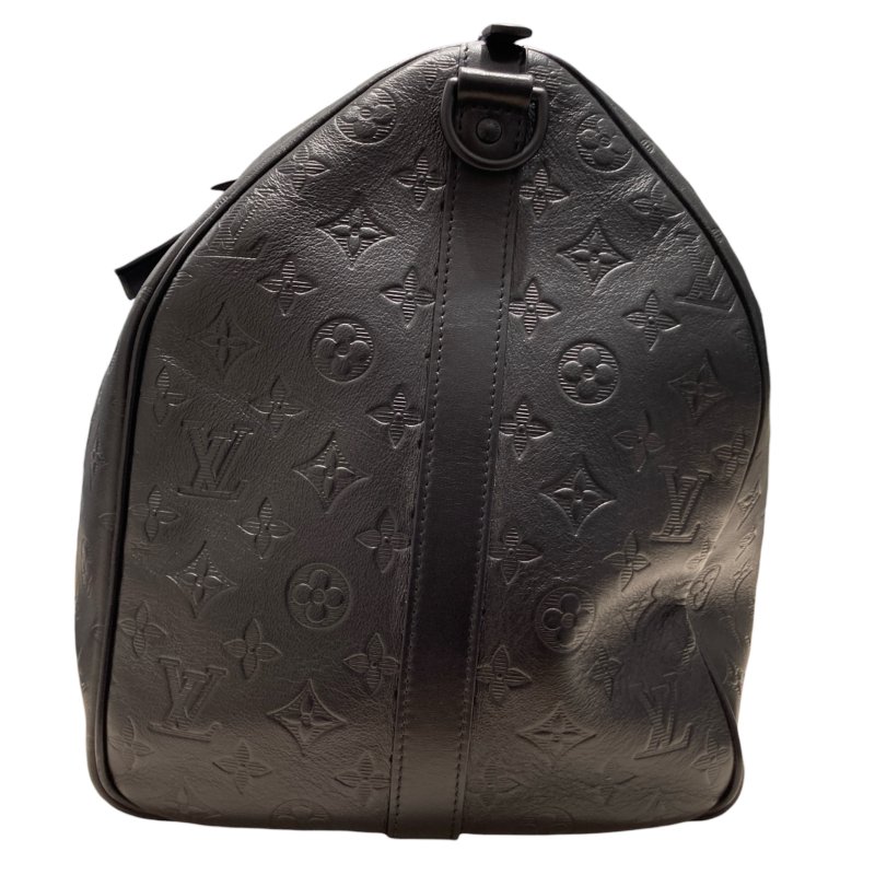 LOUIS VUITTON 路易威登 M44810 KEEPALL BANDAEL 50 旅行袋 老花壓紋皮革 黑色-3