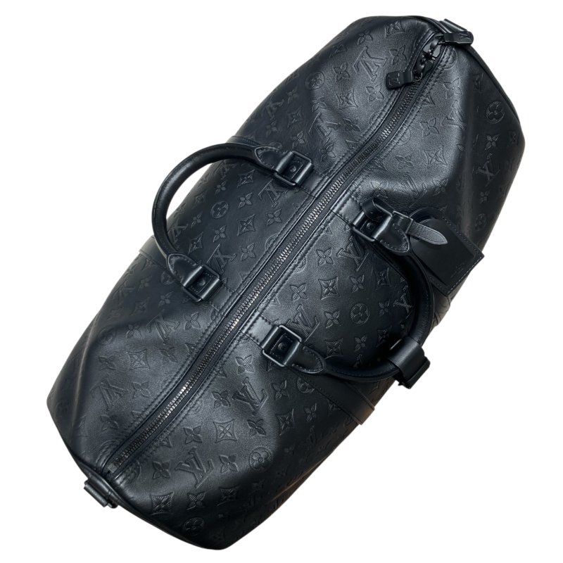 LOUIS VUITTON 路易威登 M44810 KEEPALL BANDAEL 50 旅行袋 老花壓紋皮革 黑色-5