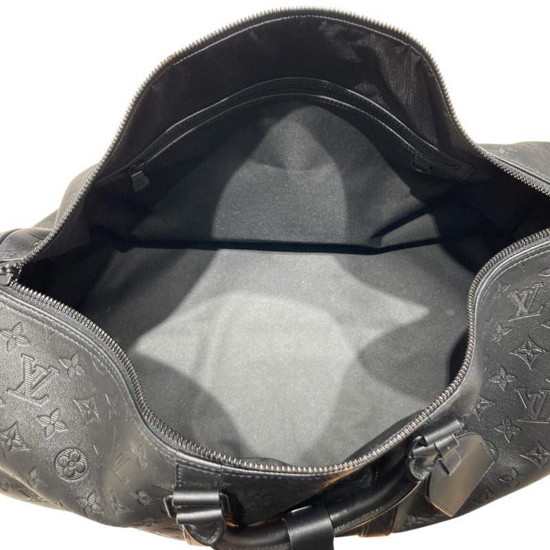 LOUIS VUITTON 路易威登 M44810 KEEPALL BANDAEL 50 旅行袋 老花壓紋皮革 黑色-10