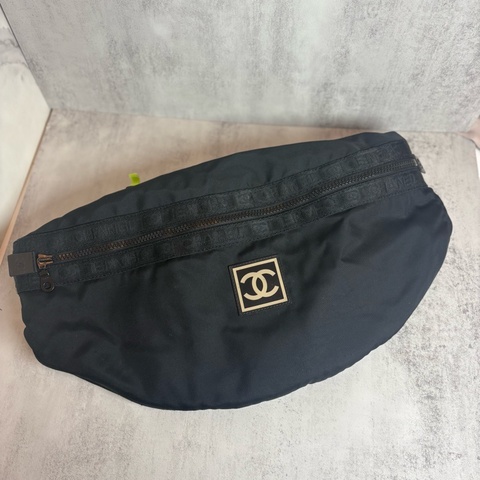 chanel黑色帆布 超大腰包 運動系列 sports 55CM