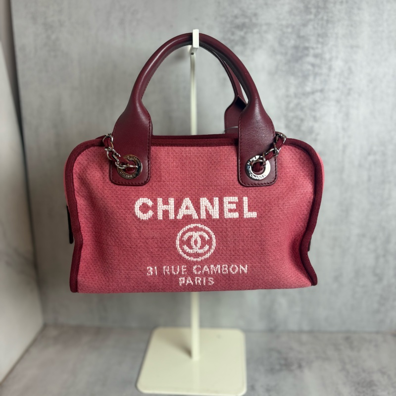 chanel 紅色帆布沙灘包 27x16x11CM-0
