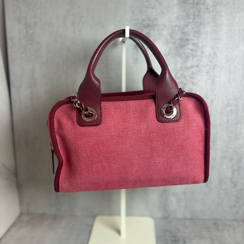 chanel 紅色帆布沙灘包 27x16x11CM-1