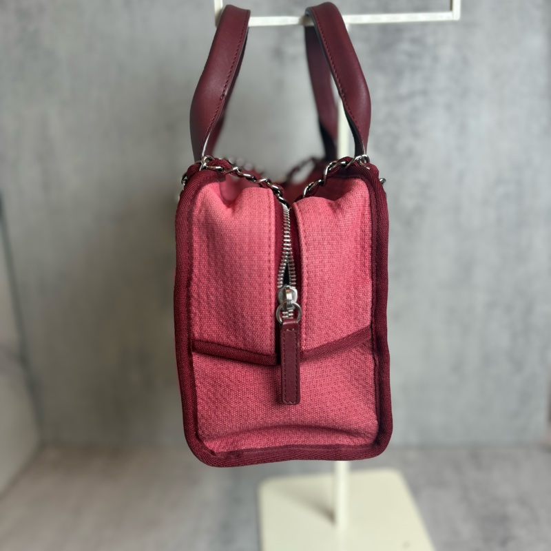 chanel 紅色帆布沙灘包 27x16x11CM-2