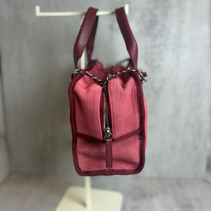 chanel 紅色帆布沙灘包 27x16x11CM-3