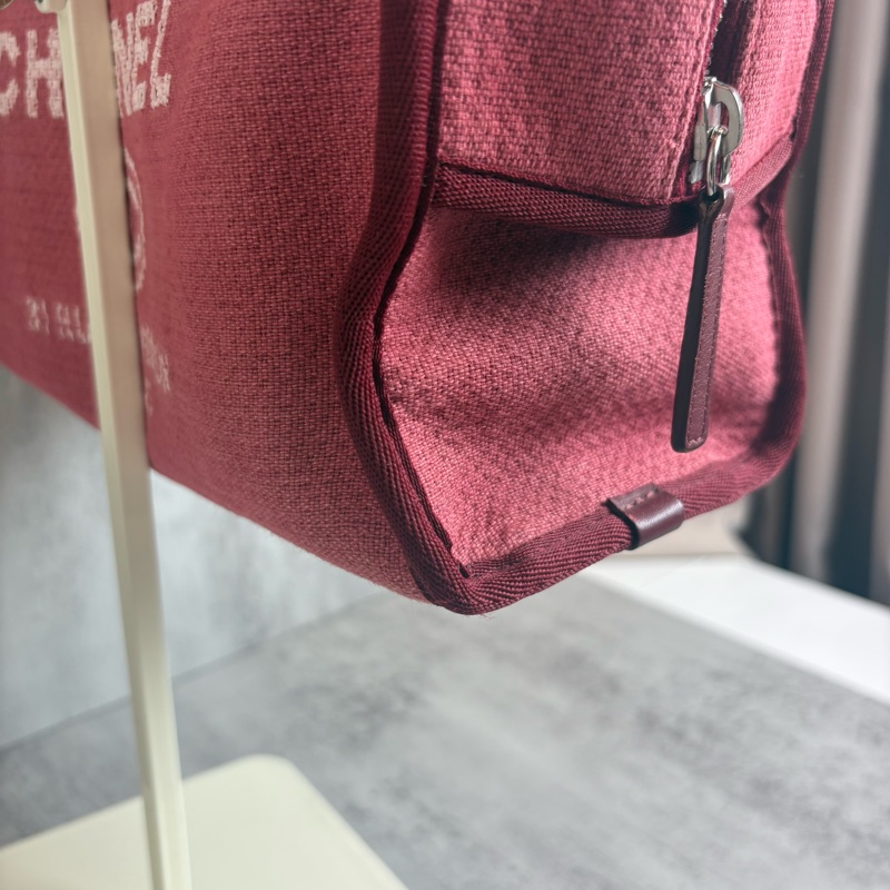 chanel 紅色帆布沙灘包 27x16x11CM-6