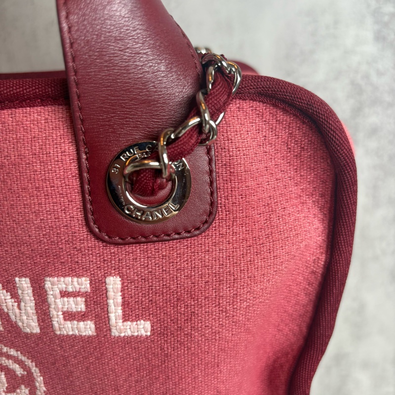 chanel 紅色帆布沙灘包 27x16x11CM-12
