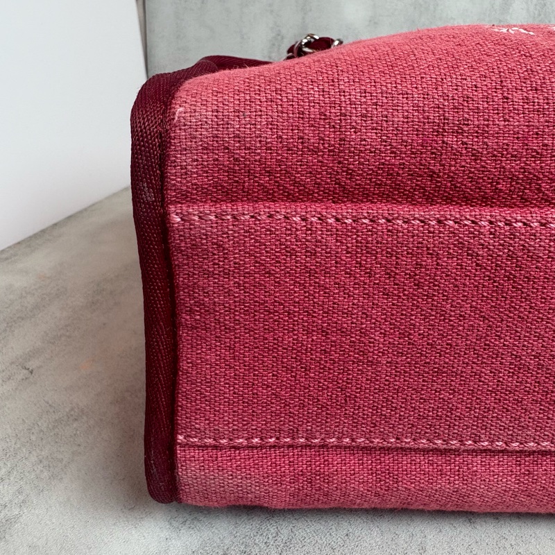 chanel 紅色帆布沙灘包 27x16x11CM-19