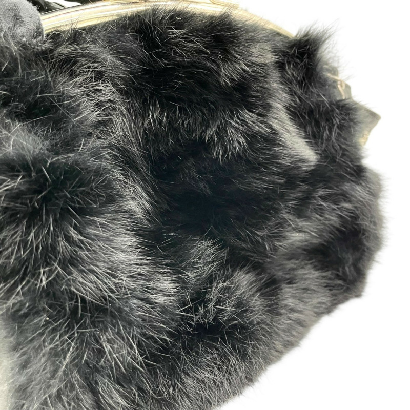 香奈兒黑色絎縫皮草皮革單背包,配銀色五金配件,女士款-18