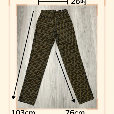 FENDI 棕色老花帆布長褲