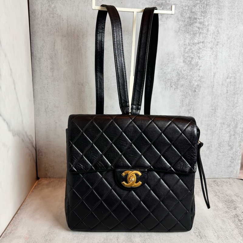 chanel黑色vintage 後背包 25x24x8CM-0