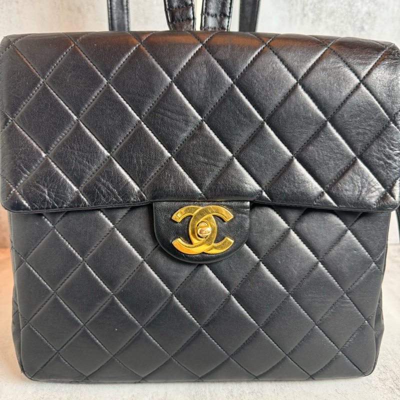 chanel黑色vintage 後背包 25x24x8CM-1