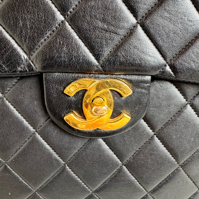 chanel黑色vintage 後背包 25x24x8CM-2