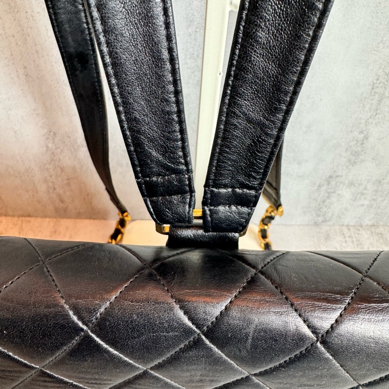 chanel黑色vintage 後背包 25x24x8CM-3