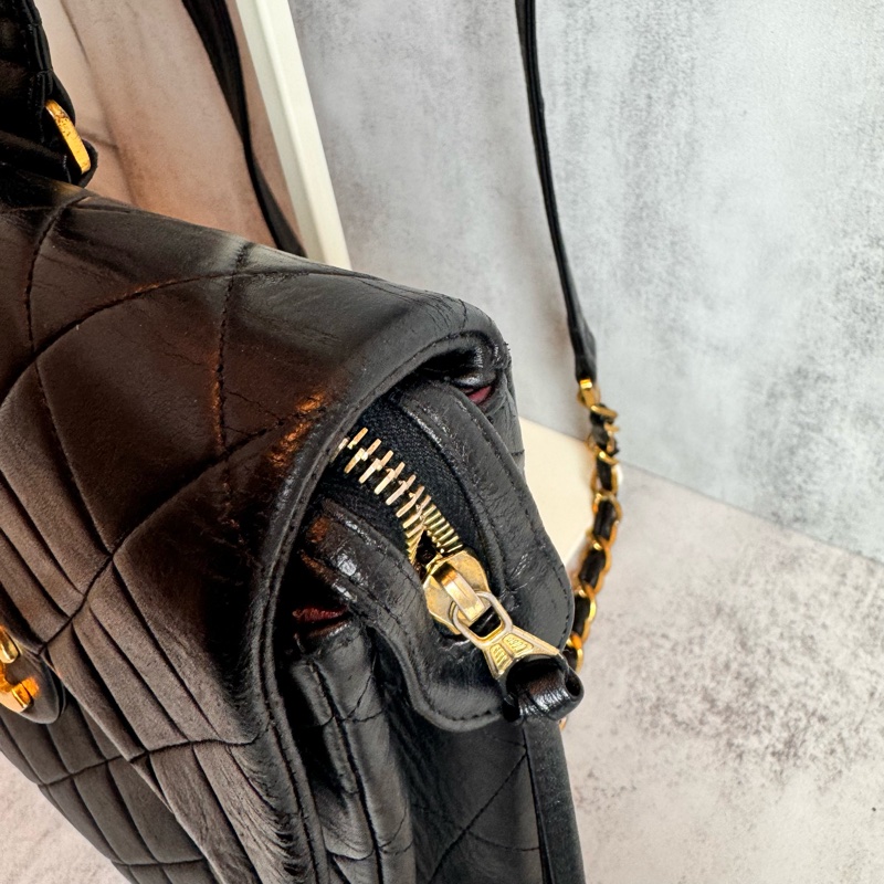 chanel黑色vintage 後背包 25x24x8CM-4