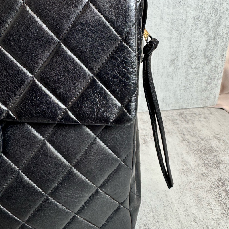 chanel黑色vintage 後背包 25x24x8CM-6