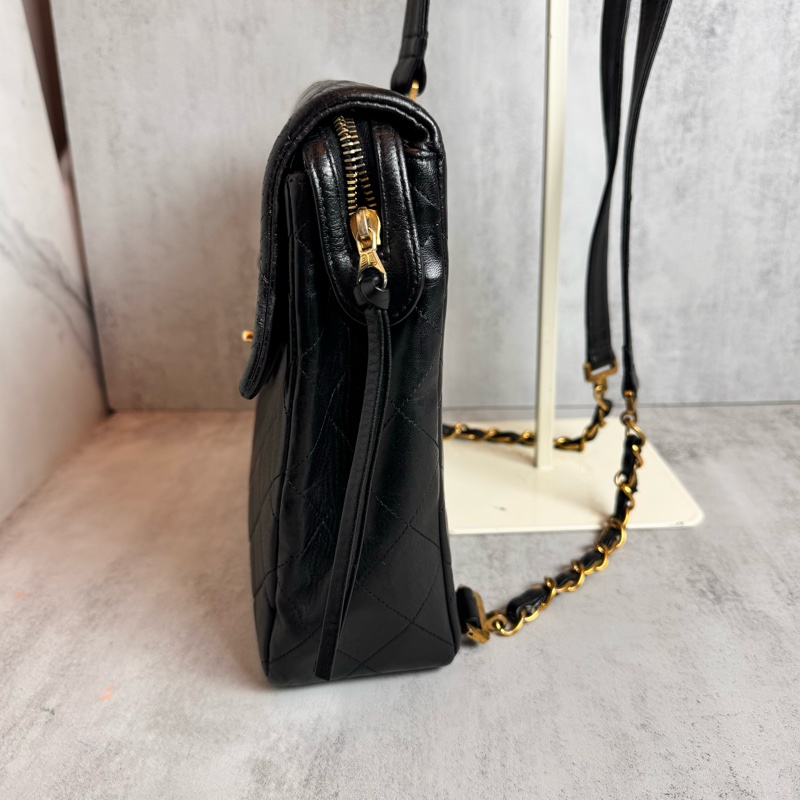 chanel黑色vintage 後背包 25x24x8CM-7